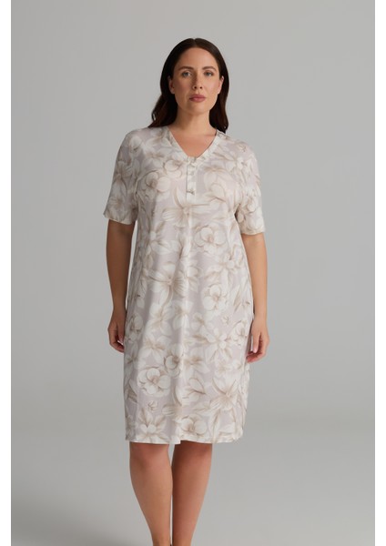 Kadın Plus Size Viskon V Yaka Dantel Detaylı Gecelik modelleri