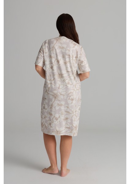 Kadın Plus Size Viskon V Yaka Dantel Detaylı Gecelik fırsatları