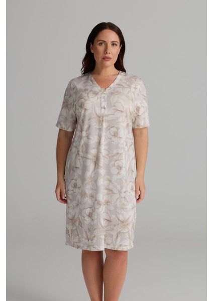 Kadın Plus Size Viskon V Yaka Dantel Detaylı Gecelik indirimleri