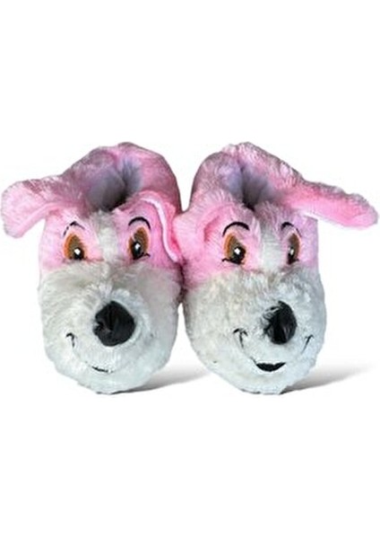 Çocuk Panduf Peluş Malzeme ile Sevimli Köpek Deseni 1 cm Yüksek Taban Erkek Çocuklar İçin
