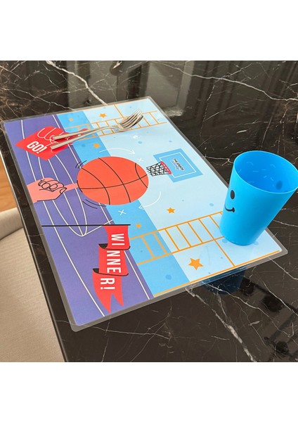 Amerikan Servisi 2'li Basketbol Temalı Çocuk Amerikan Servis Sofra ve Ev Dekorasyonu Yemek Altlığı modelleri