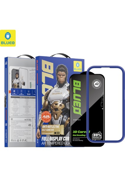 Ar 3D Curved iPhone 17 Pro Uyumlu Yansıma Işık Önleyici Kavisli Tam Kaplayan Ekran Koruyucu