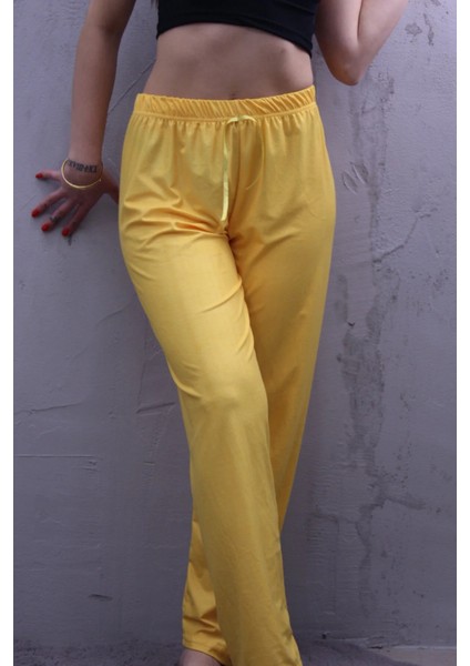 Kadın Pijama Likralı Pamuklu Pijama Altı Kurdela Detaylı