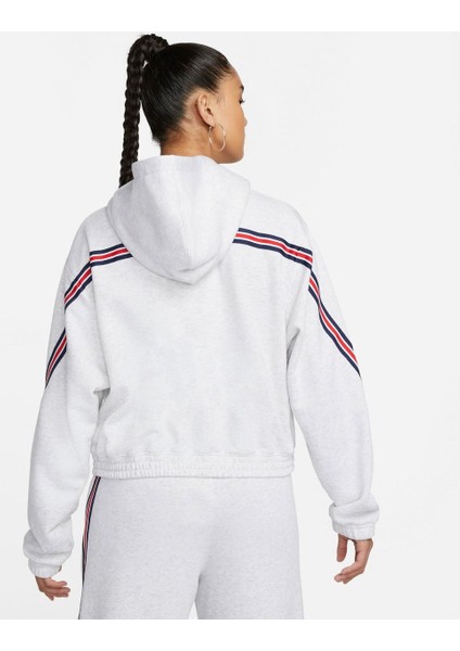 Jordan Paris Saint-Germain Fleece Hoodie Kadın Açık Gri Sweatshirt indirimleri