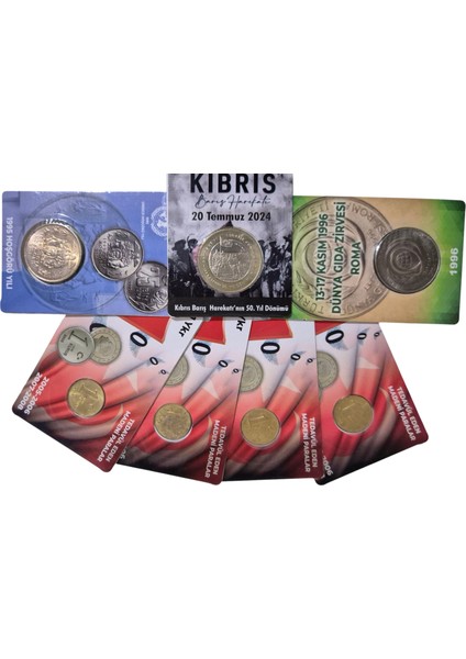 Çil Karışık Para Lotu Özel Kitlerinde(Kıprıs+Dünya Gıda ve Hoşgörü 2005-2008 1 Kuruşlar 2006 Yılı Nadir)