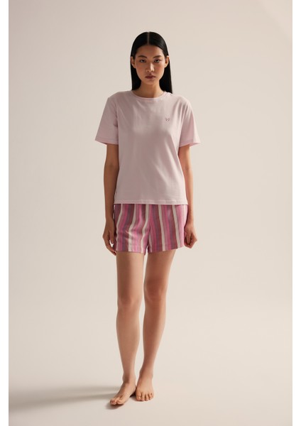 Kadın Dokuma Yırtmaç Detaylı Cepli Şort Pijama Altı modelleri