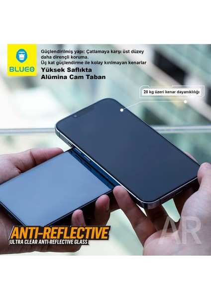 Anti-Reflective iPhone 17 Pro Max Uyumlu Hizalama Aparatlı Ekrandan Bile Daha Net Cam Ekran Koruyucu
