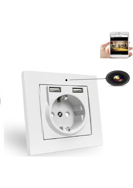 Güvenlik Kamera Wifi Duvar Priz Kamera (Uzaktan Izleme - Ses Dinleme - Kayıt Etme - USB Şarj Etme)