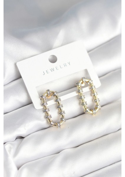 Vintage Model Halka Zirkon Taşlı Kadın Küpe - TJ-BKP11302