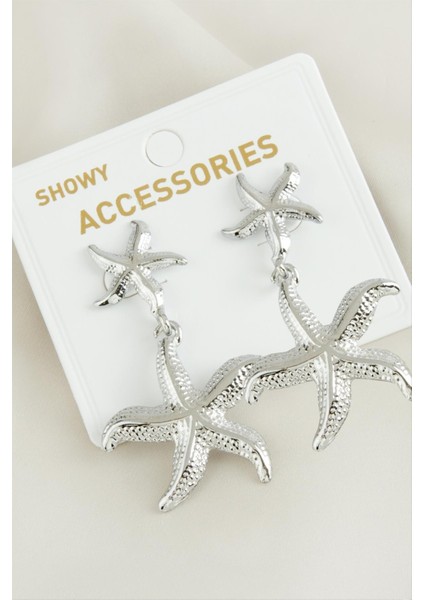 Wizard Deniz Yıldızı Yeni Sezon Metal Küpe-Gümüş Rengi modelleri