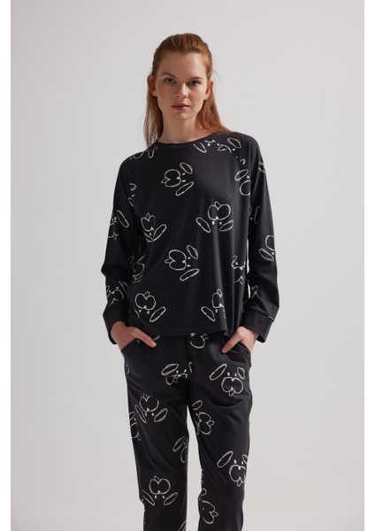 Kadın Pamuklu Reglan Kollu Uzun Pijama Takımı fiyatları