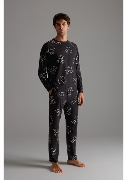 Erkek Pamuklu Reglan Kollu Uzun Pijama Takımı modelleri