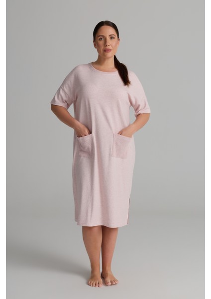 Kadın Plus Size Pamuklu Uzun Kollu Cepli Elbise modelleri