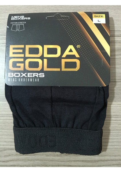 Gold Penye Kumaş Likralı Erkek Boxer - Siyah - Large - Tekli