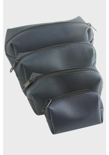 Wizard 4 Adet El Tutmalı Makyaj Çantası-Lacivert