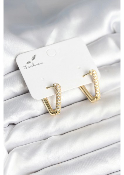 Üçgen Model Zirkon Taşlı Kadın Küpe - TJ-BKP11299