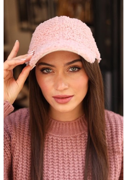 Merinos Kadın Kıvırcık Peluş Kep Şapka
