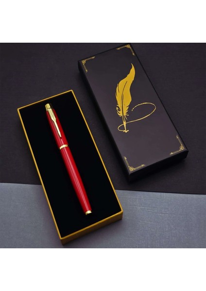 Tüylü Kalem Motif Kutulu Kırmızı Roller Kalem