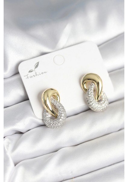 Sarmal Model Gold Gümüş Renk Pirinç Kadın Küpe - TJ-BKP11287