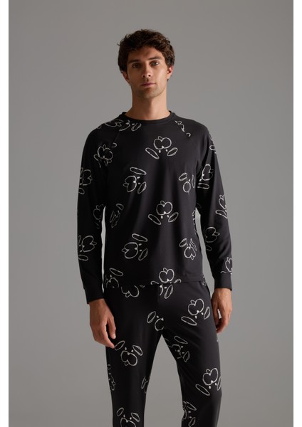 Erkek Pamuklu Reglan Uzun Kollu Pijama Üstü