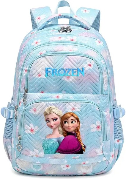 Dondurulmuş Anna Elsa Öğrenci Sırt Çantaları Okul Çantası Su Geçirmez Kadınlar Sırt Çantası Seyahat Çantası Okul Çantası Genç Kızlar Kitap Çantası Renk: Blue1 (Yurt Dışından)