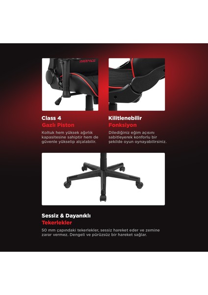 KL-R16 Drape Üst Seviye Terletmez Kumaş Siyah Gaming Oyuncu Koltuğu