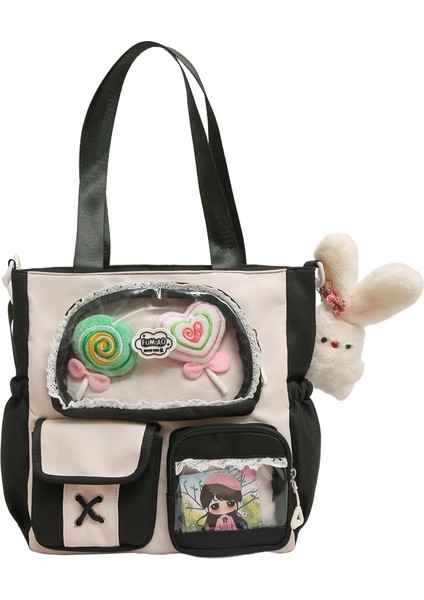 Ortaokul ve Lise Öğrencileri Sırt Çantası, Yüksek Görünümlü Çanta, Sevimli Kontrast Renk Ekleme 20-35L Büyük Kapasiteli Sırt (Yurt Dışından)