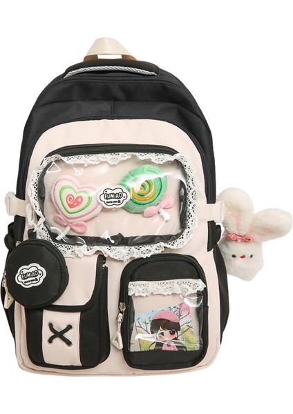 Ortaokul ve Lise Öğrencileri Sırt Çantası, Yüksek Görünümlü Çanta, Sevimli Kontrast Renk Ekleme 20-35L Büyük Kapasiteli Sırt (Yurt Dışından)