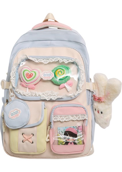 Ortaokul ve Lise Öğrencileri Sırt Çantası, Yüksek Görünümlü Çanta, Sevimli Kontrast Renk Ekleme 20-35L Büyük Kapasiteli Sırt (Yurt Dışından)