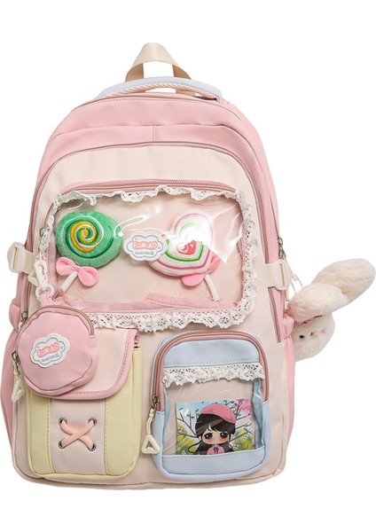 Ortaokul ve Lise Öğrencileri Sırt Çantası, Yüksek Görünümlü Çanta, Sevimli Kontrast Renk Ekleme 20-35L Büyük Kapasiteli Sırt (Yurt Dışından)