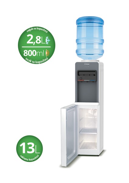 KWP-8553 Su Sebili – 5L Sıcak, 2L Soğuk Su Kapasitesi, Çocuk Kilidi, Paslanmaz Çelik Depo ve Güvenli Kullanım