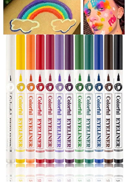 Profesyonel Eyeliner Seti 12 Renk Suya Dayanıklı ve Uzun Süre Kalıcı fiyatları