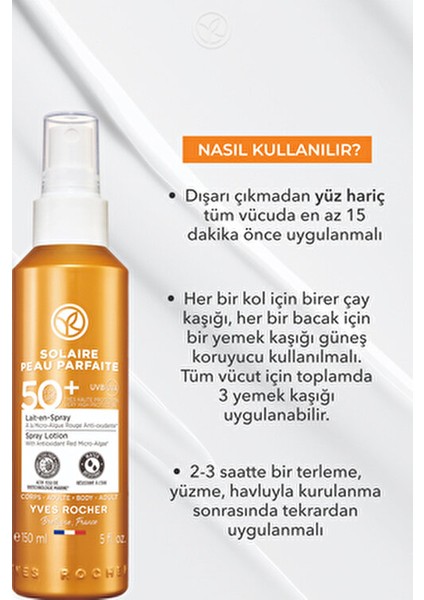 Vücut Güneş Spreyi 50+ SPF Tüm Cilt Tipleri İçin Renksiz Nemlendirici 150 Ml