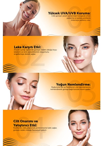 Yüz ve Vücut Güneş Kremi SPF 50+ Lekeli Ciltler İçin 50 ml Nemlendirici Formül modelleri