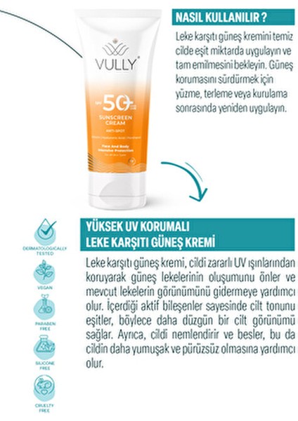 Yüz ve Vücut Güneş Kremi SPF 50+ Lekeli Ciltler İçin 50 ml Nemlendirici Formül
