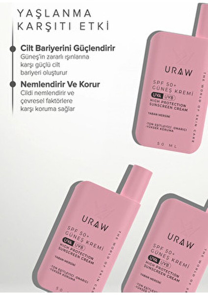 Güneş Kremi 50 ml Yüz İçin Yaban Mersini Özlü 50+ SPF Tüm Cilt Tiplerine Uygun