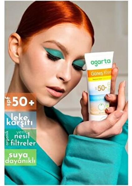 Doğal Güneş Kremi SPF 50 Açık Ten İçin Nemlendirici 100 ml Suya Dayanıklı fırsatları