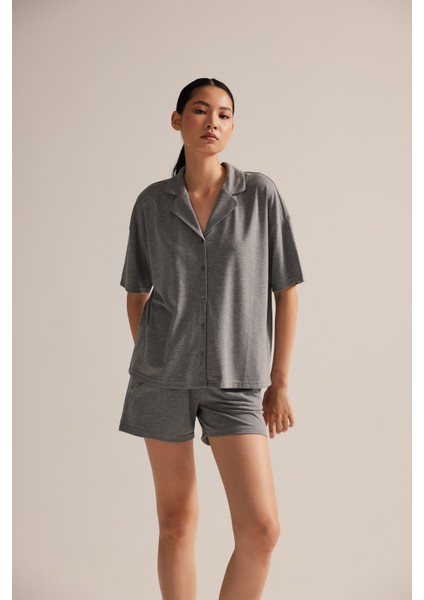 Kadın Pamuklu Kısa Kollu Gömlek Pijama Üstü fiyatları