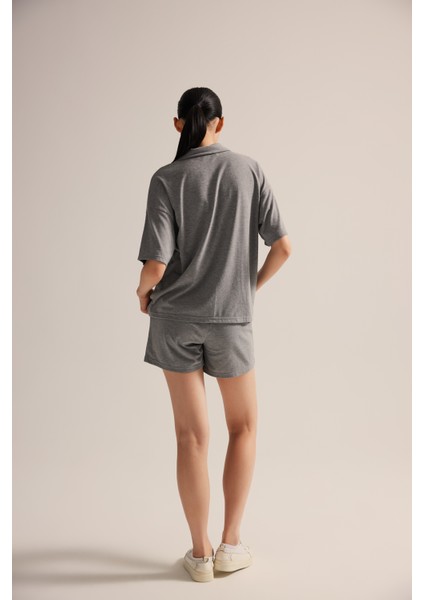 Kadın Pamuklu Kısa Kollu Gömlek Pijama Üstü fırsatları