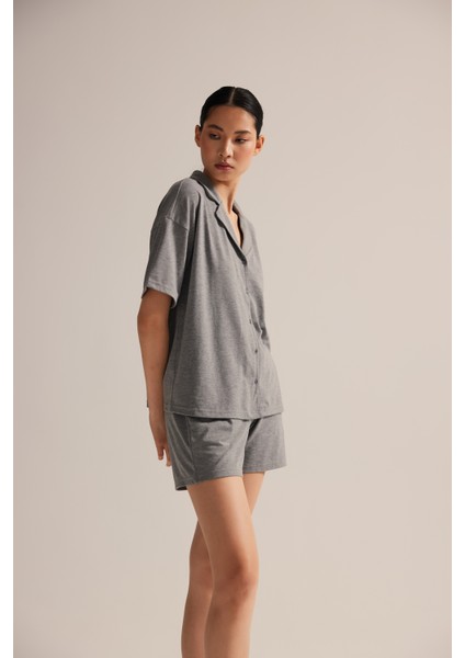 Kadın Pamuklu Kısa Kollu Gömlek Pijama Üstü indirimleri