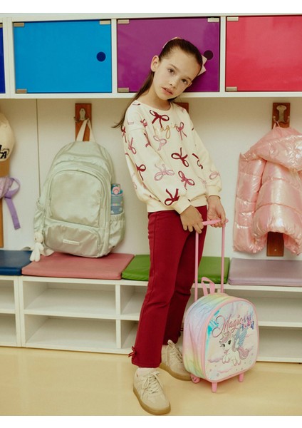 Lcw Kids Ekru Fiyonk Baskılı Kız Çocuk Sweatshirt ve Tayt 2'li