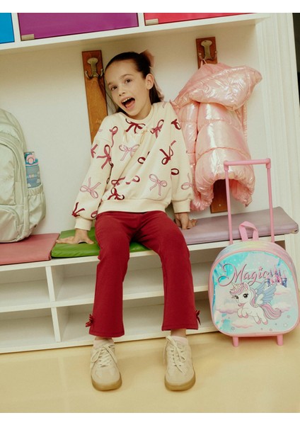 Lcw Kids Ekru Fiyonk Baskılı Kız Çocuk Sweatshirt ve Tayt 2'li fiyatları