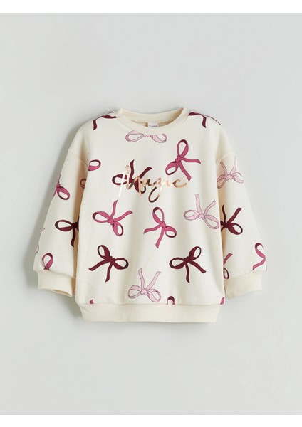 Lcw Kids Ekru Fiyonk Baskılı Kız Çocuk Sweatshirt ve Tayt 2'li fırsatları