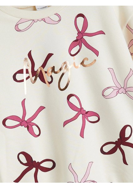 Lcw Kids Ekru Fiyonk Baskılı Kız Çocuk Sweatshirt ve Tayt 2'li indirimleri