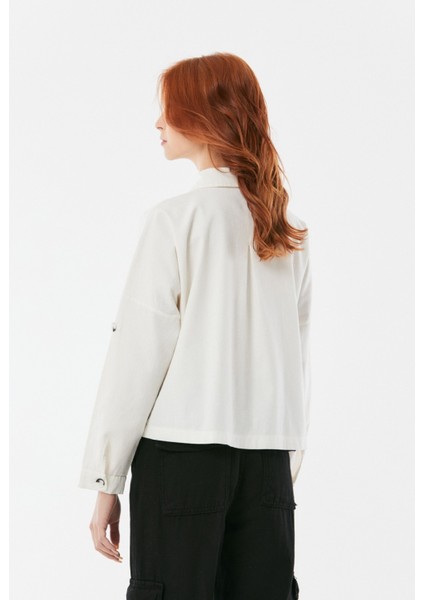 Kadın Kolları Apoletli Gabardin Gömlek Ceket modelleri