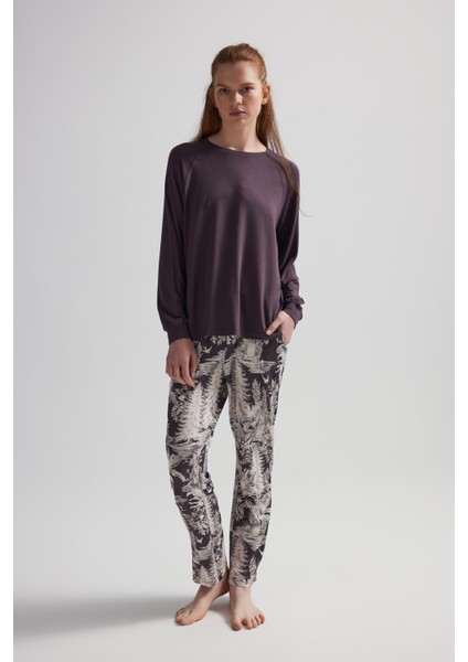 Kadın Modal Iki Iplik Uzun Reglan Kollu Pijama Üstü modelleri