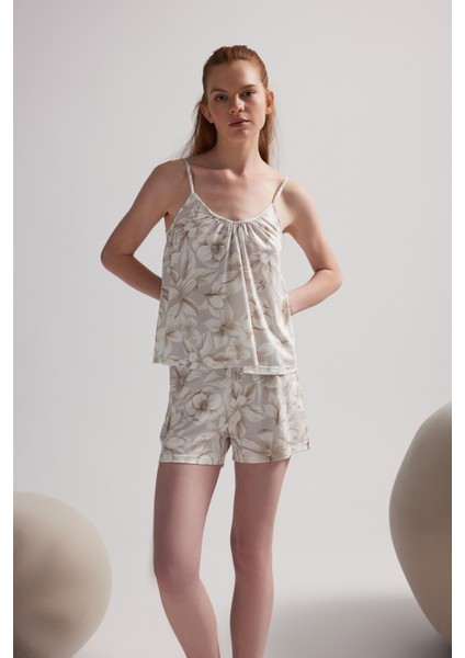 Kadın Viskon Ip Askılı V Yaka Atlet Şortlu Pijama Takımı fırsatları