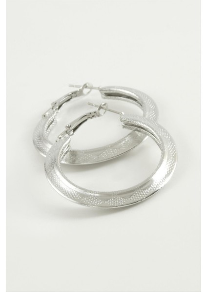 Wizard Üçgen Halka Küpe 4 Cm-Gümüş Rengi