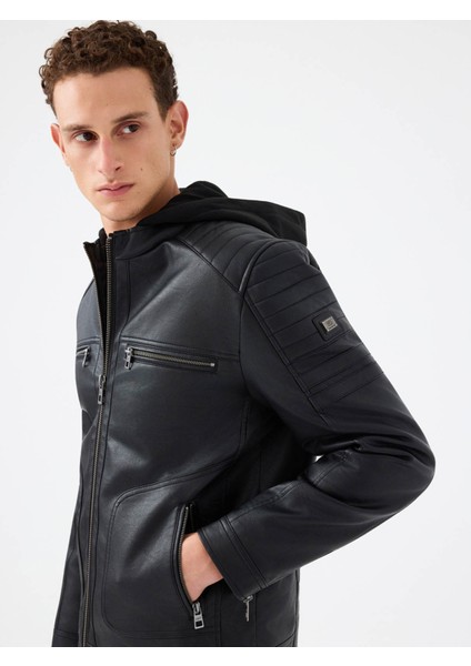 Siyah Erkek Deri Mont LF2040821 modelleri
