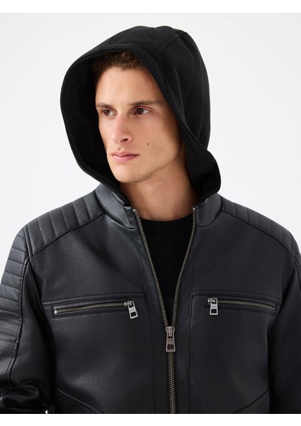 Siyah Erkek Deri Mont LF2040821 fırsatları